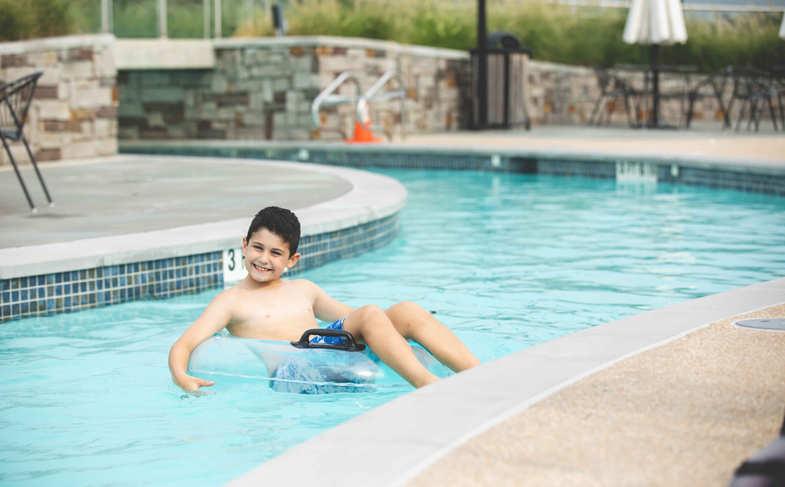 lazy river with boy