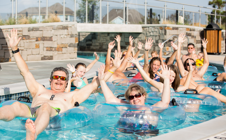 lazy river with people