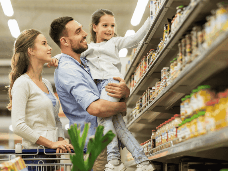 Wife, Husband, Child Grocery Shopping at Jordan Ranch Market Fulshear TX